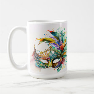 VATTENFÄRGMARDI GRAS MASKS & FEATHERS KAFFEMUGG