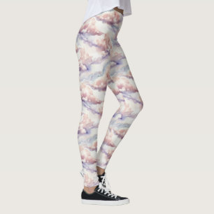 Vattenfärgmoln Pastell Drömmig Himmelsmönster Leggings