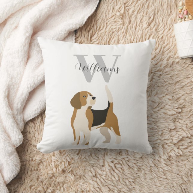 Vattenfärgmonogram Namn Beagle Hund  Kudde (Filt)