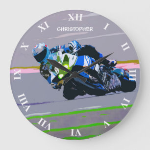 Vattenfärgmotorcykelryttaren cirklar tävla skiss stor klocka