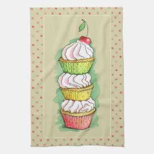 Vattenfärgmuffins. Kökillustration Kökshandduk