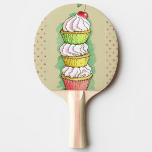 Vattenfärgmuffins. Kökillustration Pingisracket