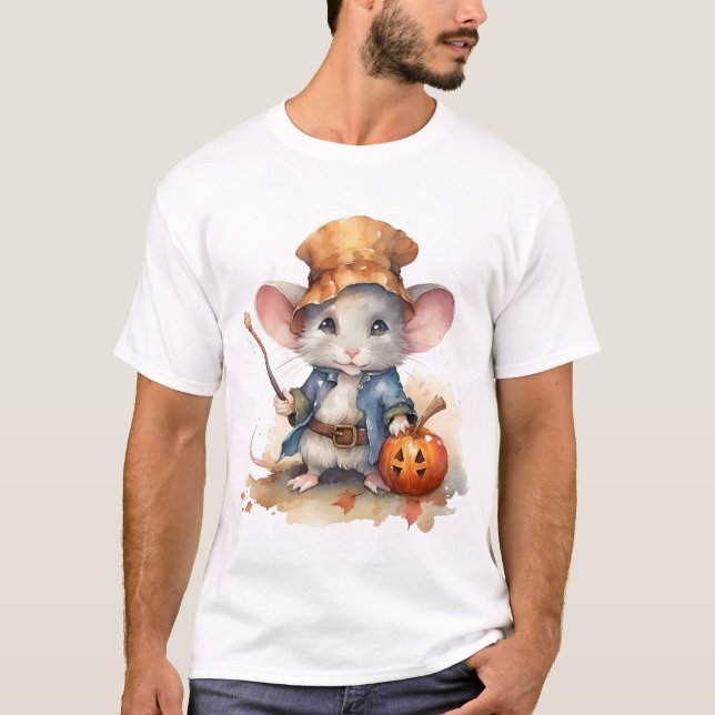 Vattenfärgmus Halloween T Shirt (Framsida)