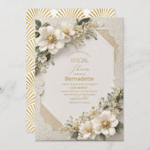 Vattenfärgning 3D vita blommor guld Möhippa