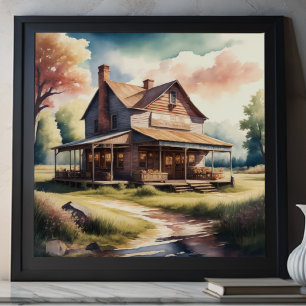 Vattenfärgning av Antique Land Store Poster