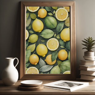 Vattenfärgning av citroner poster