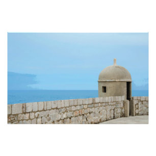 Vattenfärgning av Dubrovniks stadsmur Fototryck
