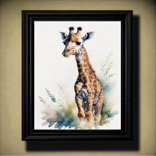 Vattenfärgning av en Giraffe 5:4 Poster
