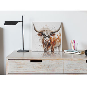 vattenfärgning av en långkorg fyrkantig klocka