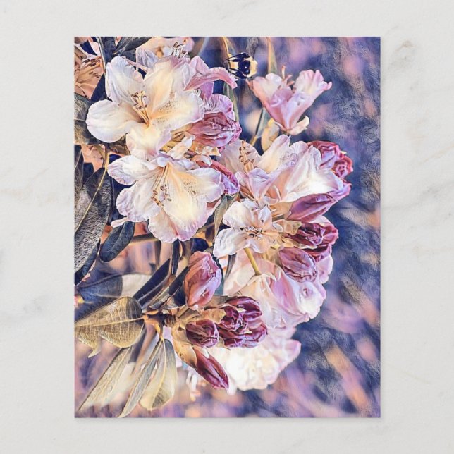 Vattenfärgning av en lila azeea-blommar (Framsida)