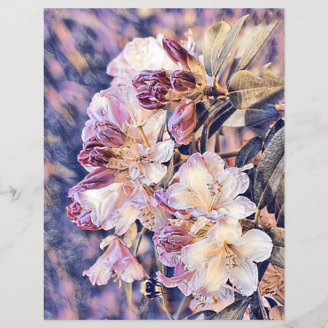 Vattenfärgning av en lila azeea-blommar (Framsida)
