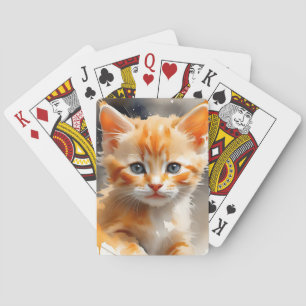 Vattenfärgning av en söt orange katt casinokort