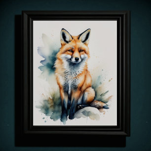 Vattenfärgning av ett fox 5:4 poster
