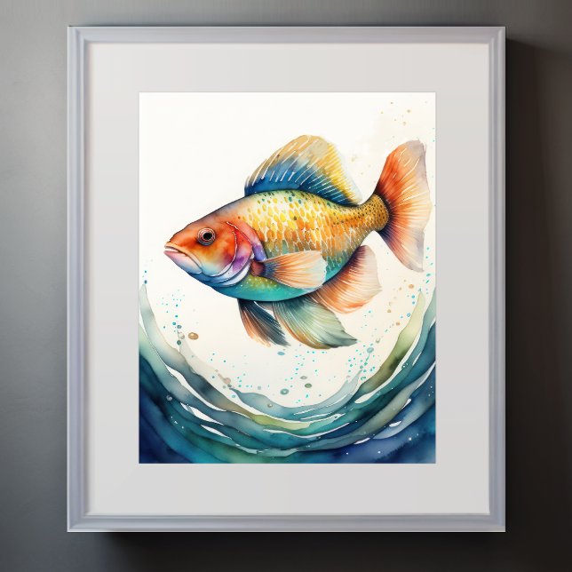 Vattenfärgning av fisk poster (Skapare uppladdad)