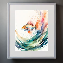Vattenfärgning av fisk poster