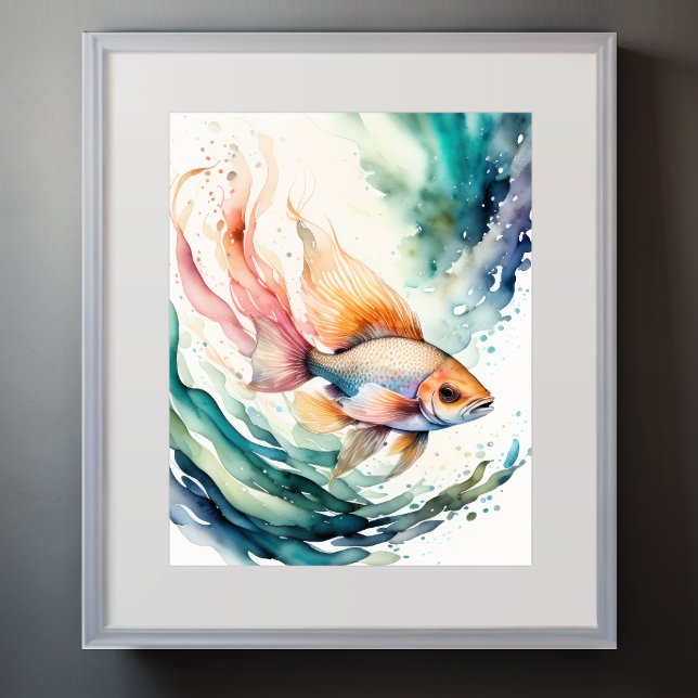Vattenfärgning av fisk poster (Skapare uppladdad)