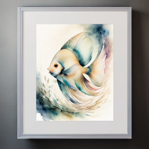 Vattenfärgning av fisk poster