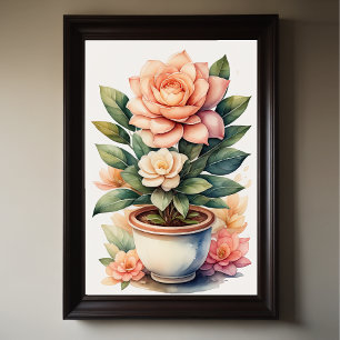 Vattenfärgning av Gardenia i del II Poster