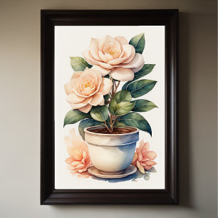 Vattenfärgning av Gardenia i Pot Poster