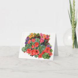 Vattenfärgning av ljusa blommor kort