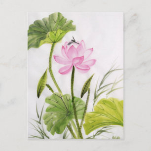 Vattenfärgning av Lotus Flower 2 Vykort
