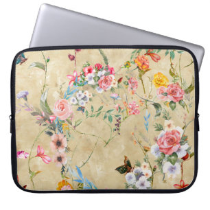Vattenfärgning av löv och blommor, sömlösa laptop fodral