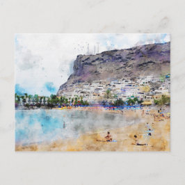 Vattenfärgning av Puerto de Morgan vid Gran Ca Vykort