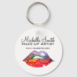 Vattenfärgning av regnbåge läppar makeup-branding nyckelring