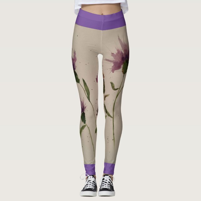 Vattenfärgning av vilda blommor leggings (Framsida)