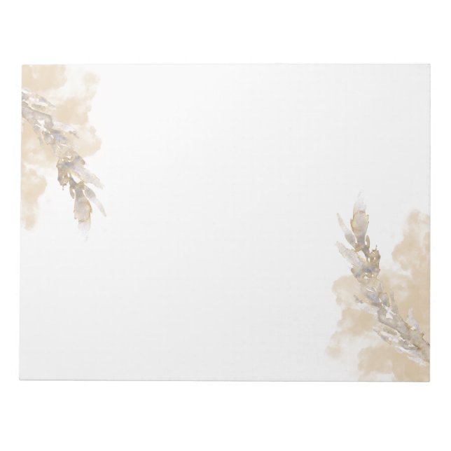 Vattenfärgning av vildgräs i beige Clean Anteckningsblock (Framsida)