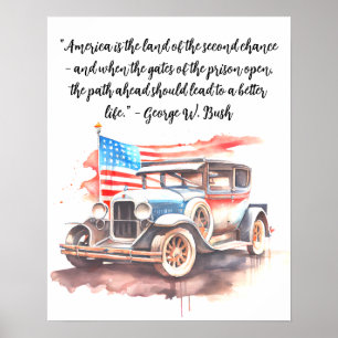 Vattenfärgning av Vintage bil Poster