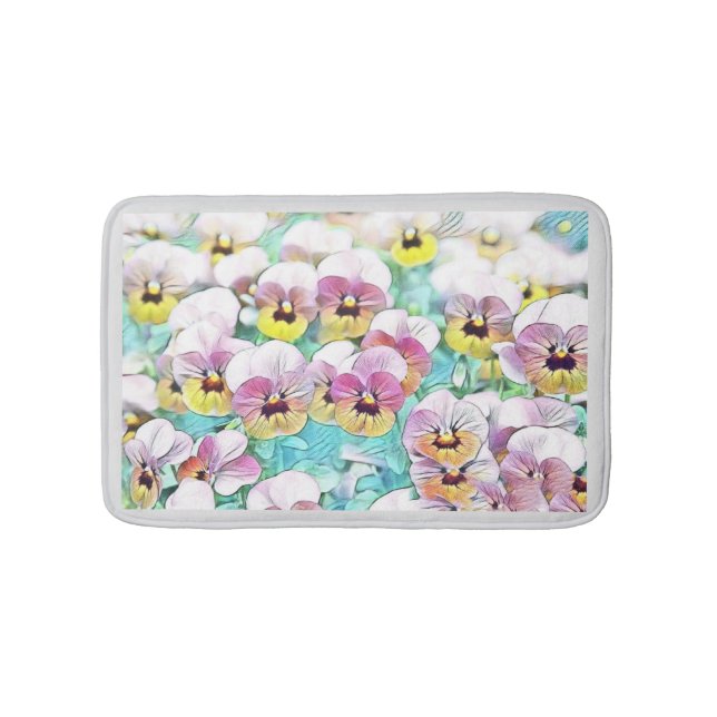 Vattenfärgning av vita rutor med rosa gult badrumsmatta (Framsidan)