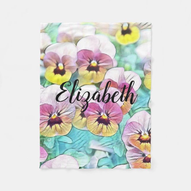 Vattenfärgning av vita rutor med rosa gult fleecefilt (Framsidan)