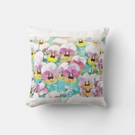 Vattenfärgning av vita rutor med rosa gult kudde