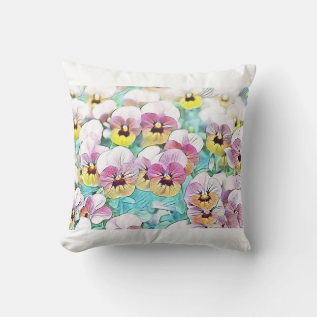 Vattenfärgning av vita rutor med rosa gult kudde (Framsida)