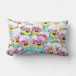 Vattenfärgning av vita rutor med rosa gult lumbarkudde