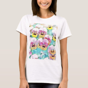Vattenfärgning av vita rutor med rosa gult t shirt