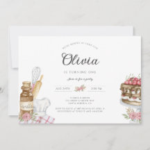 Vattenfärgning Baking Födelsedagsfest inbjudan