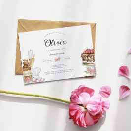 Vattenfärgning Baking Födelsedagsfest inbjudan