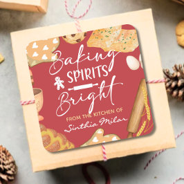 Vattenfärgning Baking Spirits Bright Helgdag bakni Fyrkantigt Klistermärke
