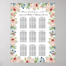 Vattenfärgning Blommigt 9 Bord Bröllop Poster