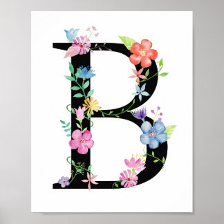 Vattenfärgning Blommigt Brev B Poster
