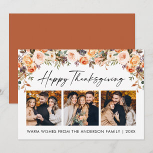 Vattenfärgning Blommigt Calligraphy Thanksgiving 3 Julkort