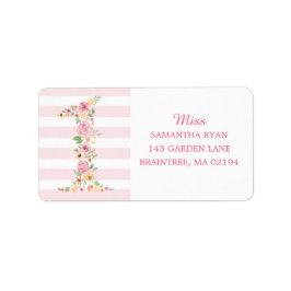 Vattenfärgning Blommigt en första födelsedag Adressetikett