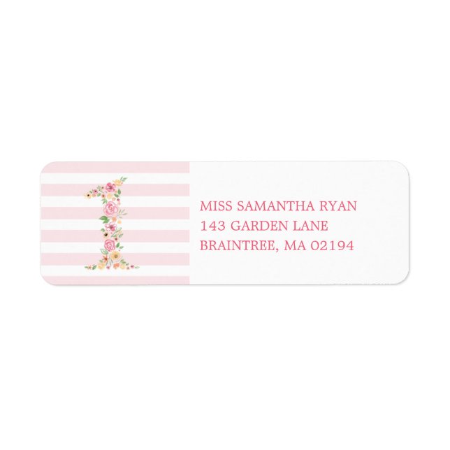 Vattenfärgning Blommigt en första födelsedag Returadress Etikett (Framsidan)