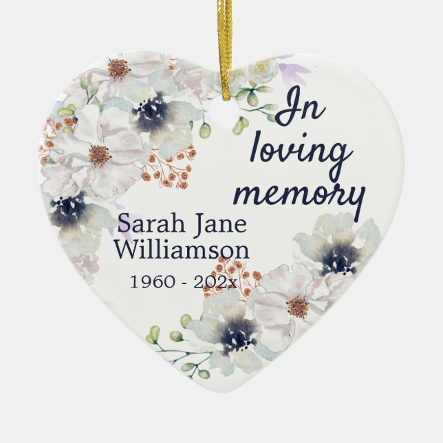 Vattenfärgning, Blommigt i Loving Memory Keepsak Julgransprydnad Keramik (Framsidan)