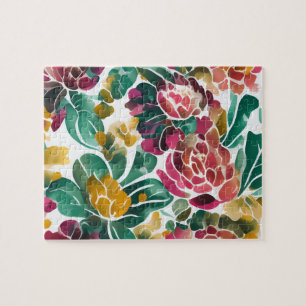 Vattenfärgning Blommönster Vintage Flowers Pussel
