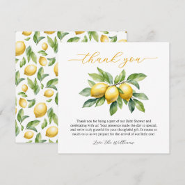 Vattenfärgning Citrus Lemon Baby Shower Tack Kort