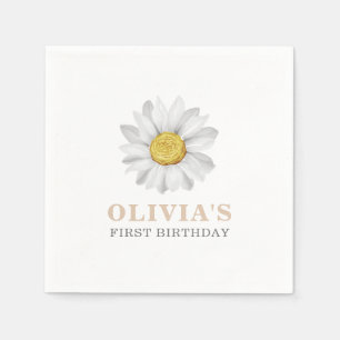 Vattenfärgning Daisy Första födelsedag Napkins Pappersservett