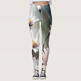 Vattenfärgning Daisy Mönster Leggings